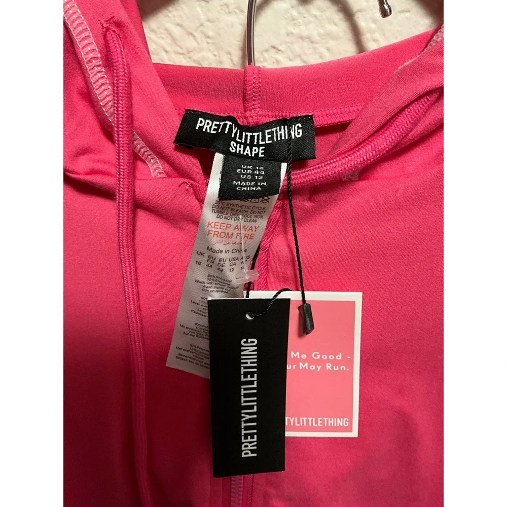 PRETTYLITTLETHING Pink Tracksuit Set Hoodie Pants‎ Women's Size L NWT